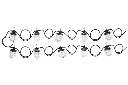 50' Temporary Construction String Light - 10 Ceramic Sockets - 12/3 SOOW - Hard Case - NO LAMPS