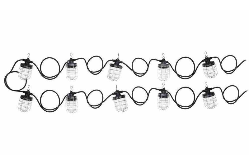 50' Temporary Construction String Light - Ceramic Sockets - Ten Work Lamps - 12/3 SOOW - NO LAMPS