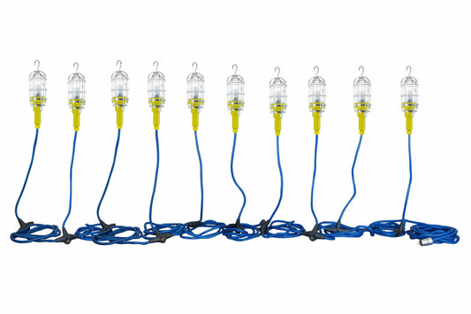 Larson 100W Industrial Vapor Proof LED String Light - 10 Drop Lights - AC or DC - Daisy Chain Unit