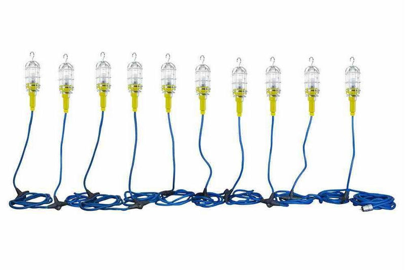 Industrial Vapor Proof LED String Light - 10 Drop Lights - AC or DC