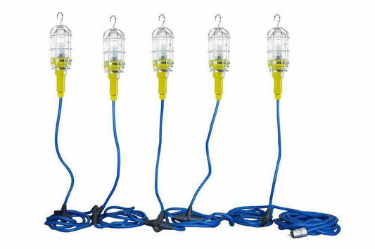 Vapor Proof (Waterproof) Trouble Light/Hand Lamp/Drop Light - 100W Bulb - 25' Cord - 5 Drop Lights