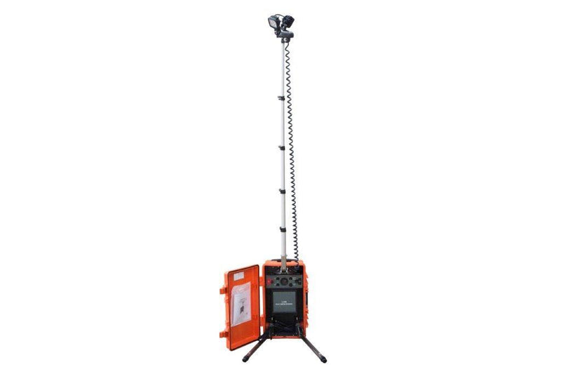 Larson LED Light Tower - Battery Powered - 48 Watt LED Lights on Telescoping Pole - Case with wheels