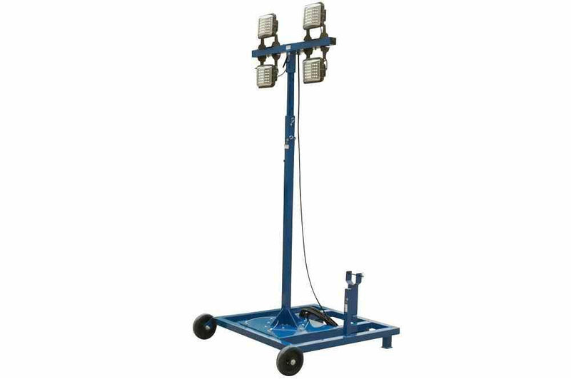 240 Watt Portable Work Area Light Tower - Extendable Tower W/ Wheels - (4) 60 Watt LED Lights