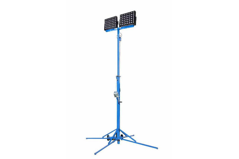 Portable 8-14' Light Tower - (2) 500W LED Lights - 120,000 Lumens - 50' 16/3 SOOW w/ Gen. Cord Cap