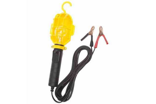 Larson 50W Portable Incandescent Work Lamp - 12V DC - Non-metallic Guard w/ Swivel Hook - Battery Clips