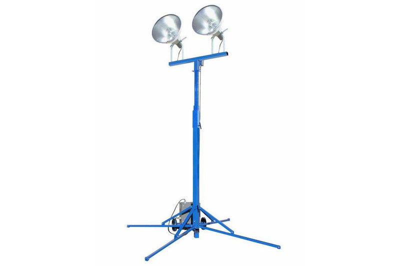 Portable Light Tower - 2 X 1000 Watt Metal Halide Lights - Covers 98,000 SF - Extends from 5.5 to 7'