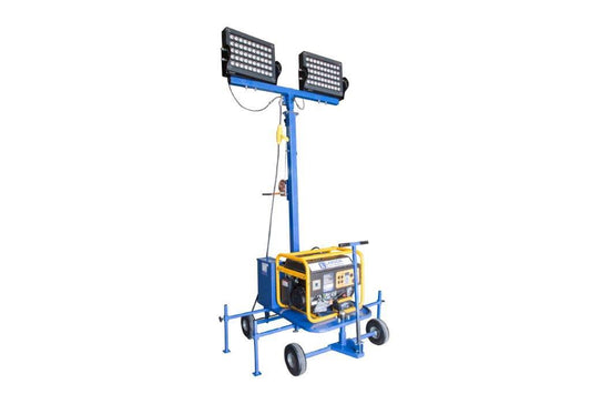 Larson Mini LED Light Tower with 3000VA Generator - Two 480 Watt LED Lamps - 120k Lumens - 10 Hour Runtime