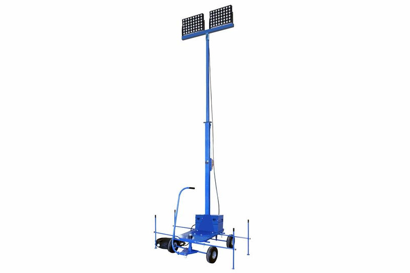 Non-Towable Rechargeable Light Tower w/ Wheels - 9-30' - (2) 480W LED Lamps - 120,000 lms - Roll-Around Cart