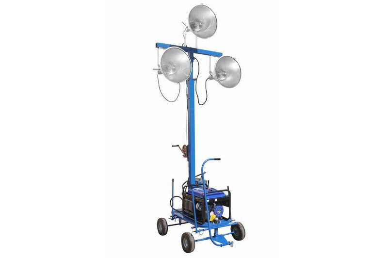 3000 Watt Mini Light Tower with 3500VA Generator - Three 1000 Watt Metal Halide Lamps - Runs 5 Hours