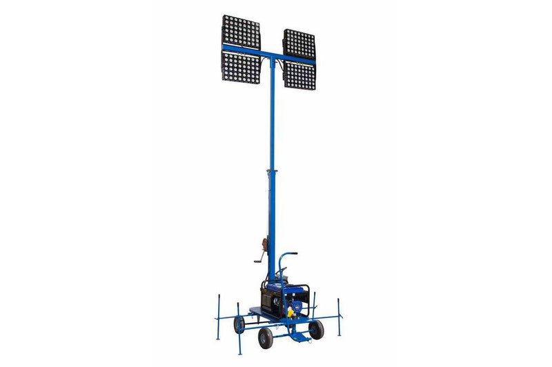 1920 Watt Non-Towable Mini LED Light Tower w/ Gas Generator - Four 480 Watt LED Lamps - 240000 Lumen