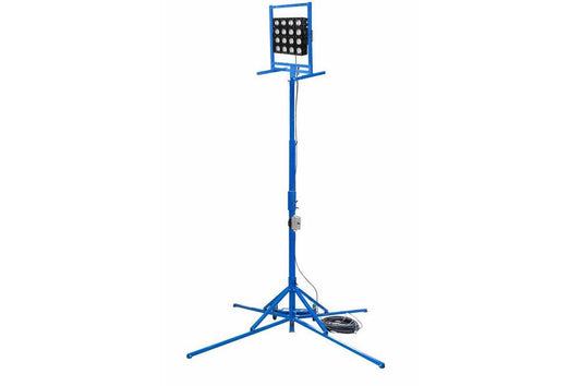 160W LED Light Tower - 120-277V AC - Magnetic On/Off Switch - Quadpod/Base Stand Mount - 50' Cord