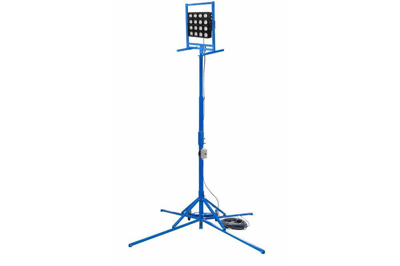 160W LED Light Tower - 120-277V AC - Magnetic On/Off Switch - Quadpod/Base Stand Mount - 50' Cord