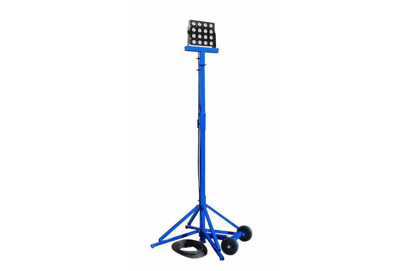 160W Work Area LED Light Tower - Quadpod Mount - 12' Height - Temporary Construction Lighting