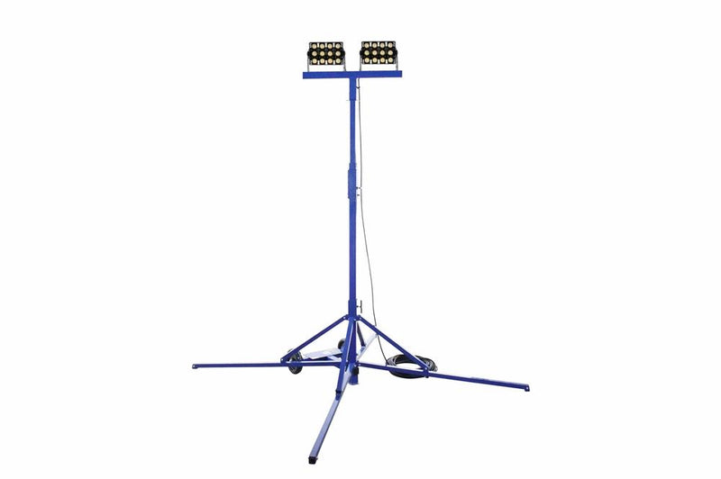 300W Work Area LED Light Tower - 12'-20' - (2) LED Fixtures - Crank Up Winch/Quadpod Mount