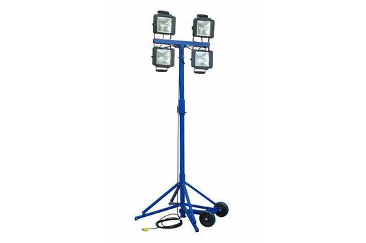 2000 Watt Quadpod Mounted Work Area Flood Light - 4 Quartz Lights - 25' Cord - 7' to 12'