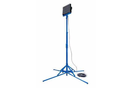 480W Work Area LED Light Tower - Quadpod Mount - 7-12' - Temporary Construction Lighting - 50' Cord