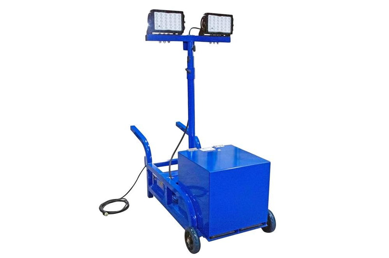 1000W Portable LED Work Area Light Cart w/ Extension Pole - Rechargeable Battery - Cordless Operation