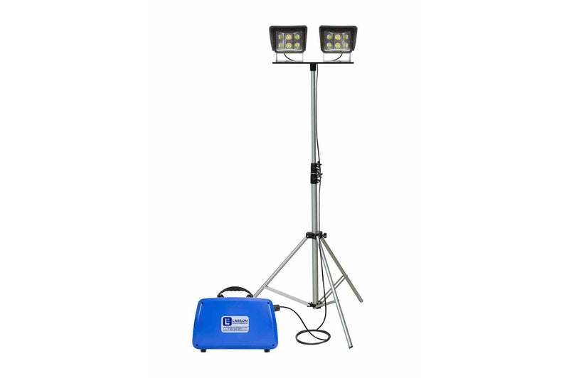 Larson 120W Rechargeable LED Tripod Light - 3.5' to 10' - (2) LED Lamps - 1,500Wh Li-ion Battery - IP68