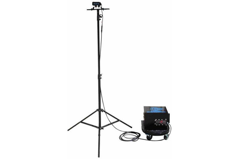 Portable Rechargeable LED Lighting System - Tripod Mounted - Wheeled Battery Pack Stool