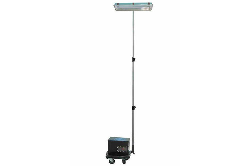 Portable Rechargeable LED Lighting System - Pole Mounted Swiveling 2' Linear - Wheeled Battery Pack