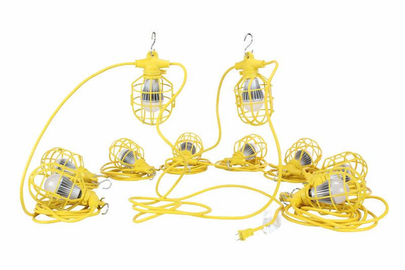 Larson 100ft Temporary Construction String Light - Ten LED Work Lamps - 100 Watt LED Stringer - 12/3 SJTW