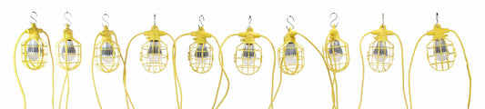 Larson 100ft Temporary String Light - Ten LED Work Lamps - 100 Watt LED Stringer - 12/3 SJTW - Twist Lock