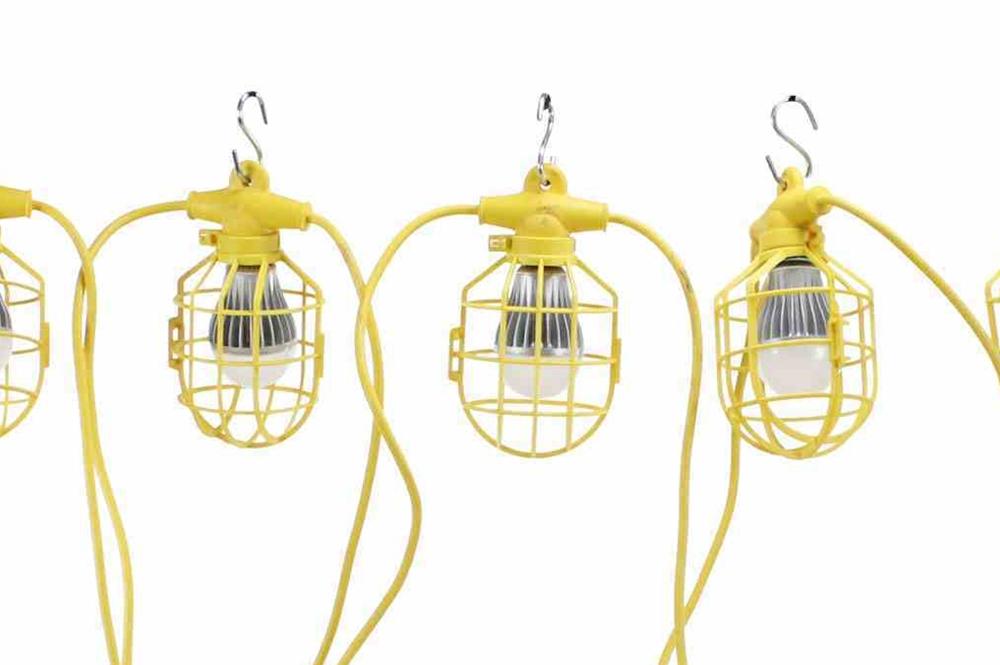 300ft Temporary String Light - Thirty LED Work Lamps - 300 Watt LED Stringer - 12/3 SJTW -Twist Lock