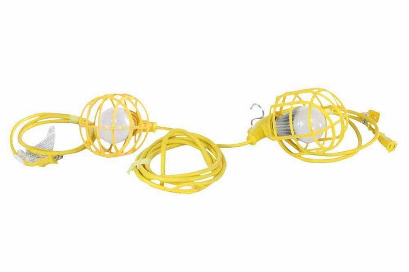 25ft Temporary Construction String Light - 2 LED Work Lamps - 20 Watt LED Stringer