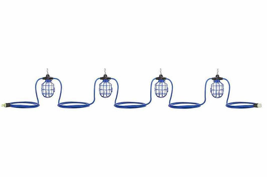 45ft String Light Kit w/ SS Safety Cables - (4) 150W Rated Sockets - NO LAMPS