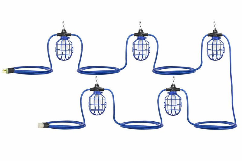 50ft String Light Kit w/ SS Safety Cables - (5) 100W Rated Sockets - NO LAMPS