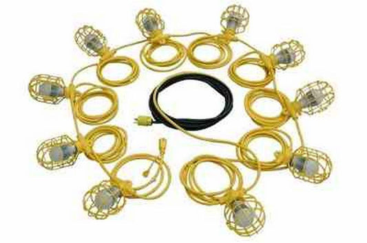 5300' Temporary Tunnel String Light - 530 LED Work Lamps - 277V - 10/4 SOOW Feeder Whip - Twistlock