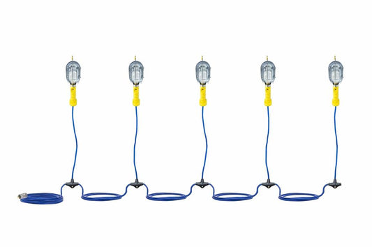 Incandescent String Light - (5) Lamps w/ 5-15P Socket, On/Off Switch - 65' SOOW Cable