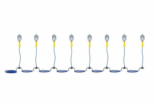 Incandescent String Light - (8) Lamps w/ 5-15P Socket, On/Off Switch - 95' SOOW Cable