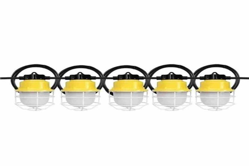 60W LED String Light - 120V - (5) Low Profile Lamps - 50' 16/2 SJTW Cord - Daisy Chain Capable