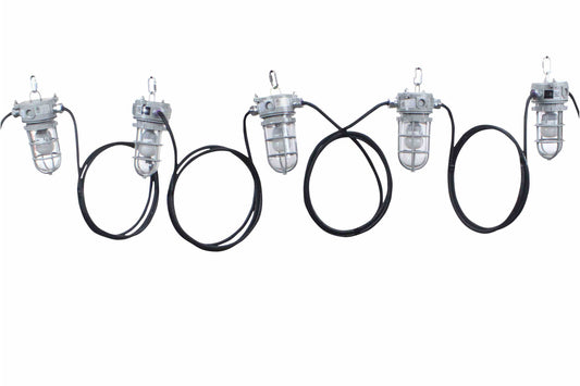 Larson 565' Work Area Mining String Light - 37 LED Work Lamps - 240V - 10/5 SOOW Cable - Daisy Chain