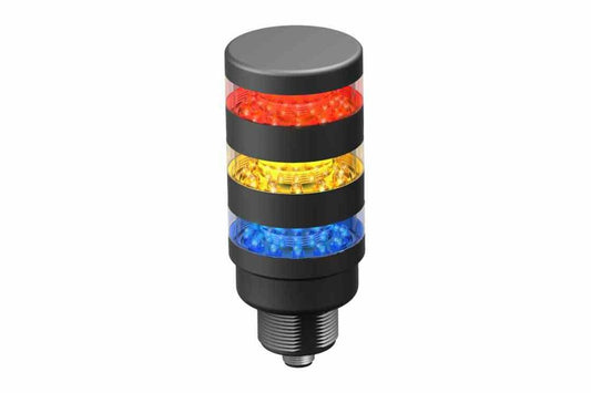 Outdoor Rated Strobing LED Stack Light - Red, Yellow, Blue - 200 RPM - 3/4" NPT Hub