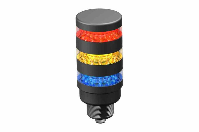 Outdoor Rated Strobing LED Stack Light - Red, Yellow, Blue - 200 RPM - 3/4" NPT Hub