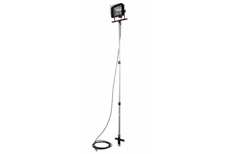 Work Light - 120V 500W Quartz Light - Pole Mount with Elevation - 25' cord - Straight Blade Plug