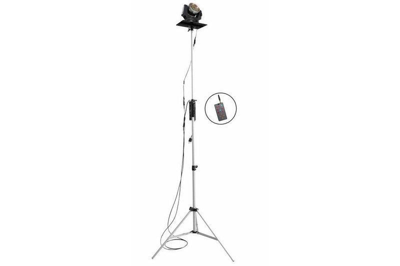 Portable Telescoping Light Tower - Remote Control LED Spotlight - 120-277VAC - Extends 3.5' to 10'