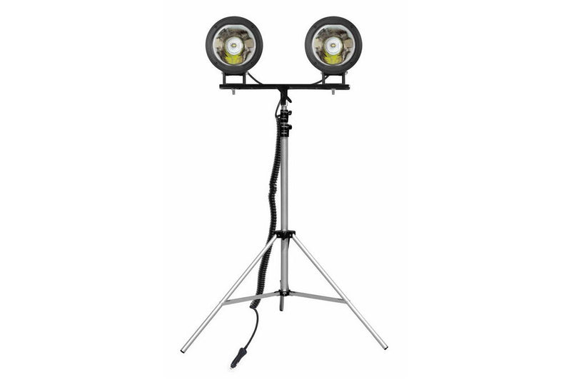 130W Dual LED Work Light w/ Adjustable Tripod Mount - 8710 Lumens - 3.5' to 10' Adjustable Height