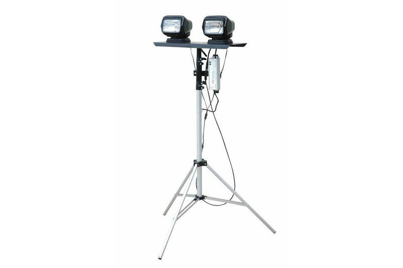 Portable Telescoping LED Light Tower - Dual Remote Control Spotlights - 120-277VAC - Extends 3.5' to 10'