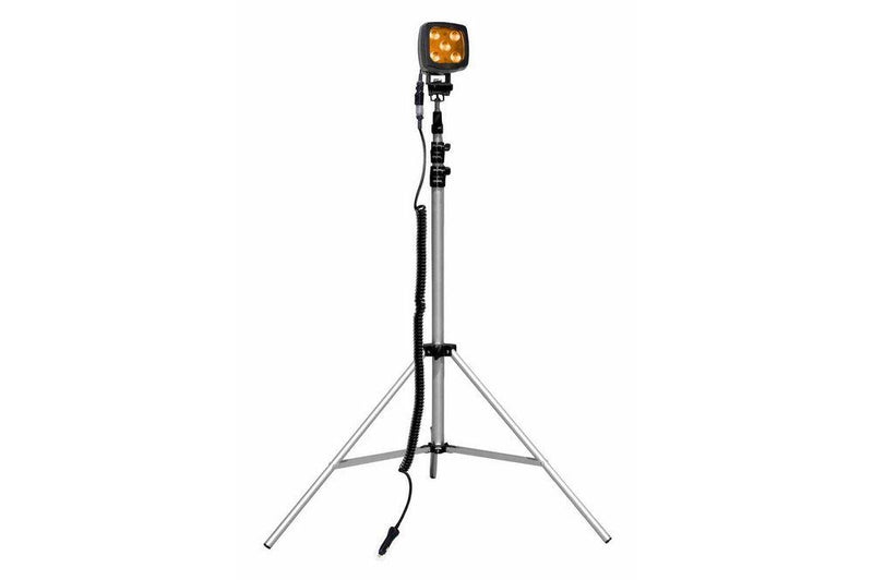 25W Amber LED Spotlight - 3.5-10' Aluminum Tripod - 2250 Lumens - IP67 - 9-60VDC - 16' Cord w/ Plug