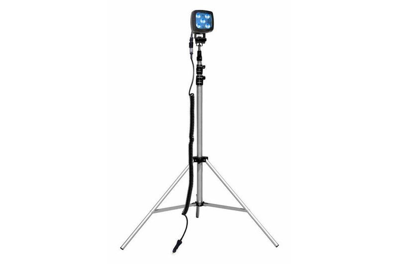 25W Blue LED Spotlight - 3.5-10' Aluminum Tripod - 2250 Lumens - IP67 - 9-60VDC - 16' Cord w/ Plug