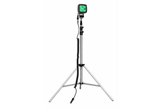 25W Green LED Spotlight - 3.5-10' Aluminum Tripod - 2250 Lumens - IP67 - 9-60VDC - 16' Cord w/ Plug