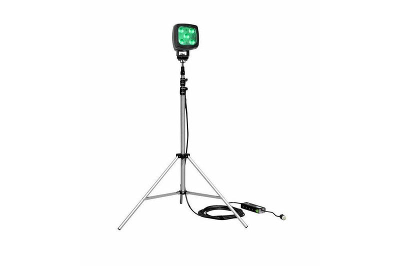 25W Green LED Spotlight - 3.5-10' Aluminum Tripod - 2250 Lumens - IP67 - 120-277V AC - 25' SOOW