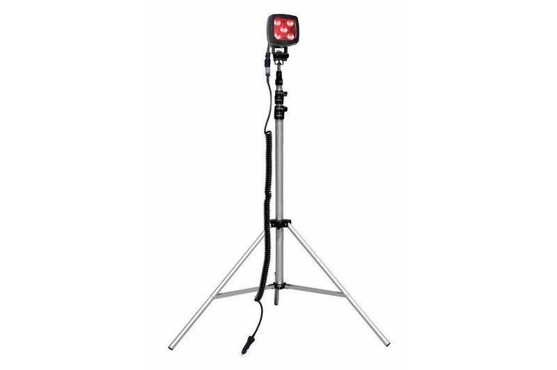 25W Red LED Spotlight - 3.5-10' Aluminum Tripod - 2250 Lumens - IP67 - 9-60VDC - 16' Cord w/ Plug