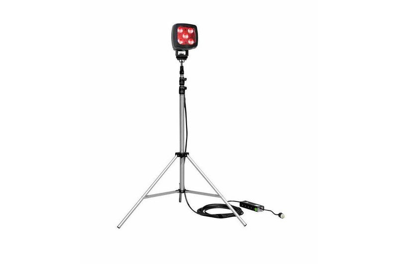 25W Red LED Spotlight - 3.5-10' Aluminum Tripod - 2250 Lumens - IP67 - 120-277V AC - 25' SOOW