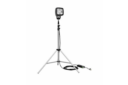 25W White LED Spotlight - 3.5-10' Aluminum Tripod - 2250 Lumens - IP67 - 120-277VAC to 12VDC