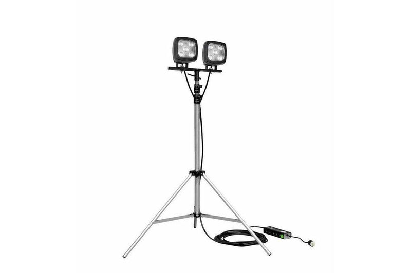 50W Dual LED Spotlight - 3.5-10' Aluminum Tripod - 4500 Lumens - IP67 - 120-277VAC to 12VDC