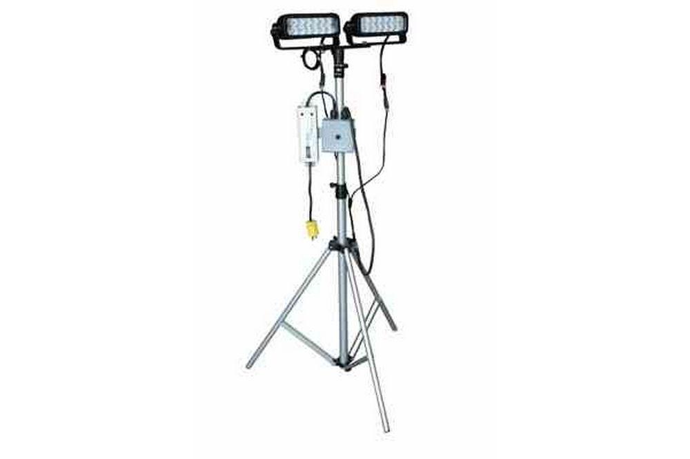 72W Portable LED Telescoping Light Tower - 3.5'-8' - Adjustable U-Bracket - 120-277VAC to 12-24V DC